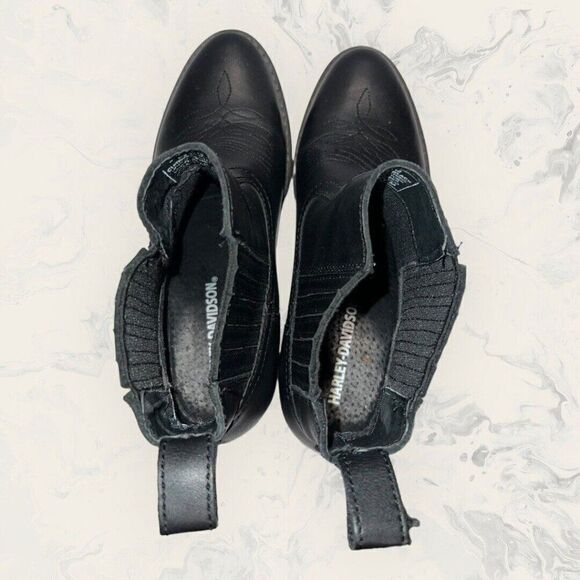 Harley Davidson Curwood Black Leather Biker Fashion Bootie Women’s Size 7.5M - Picture 6 of 8